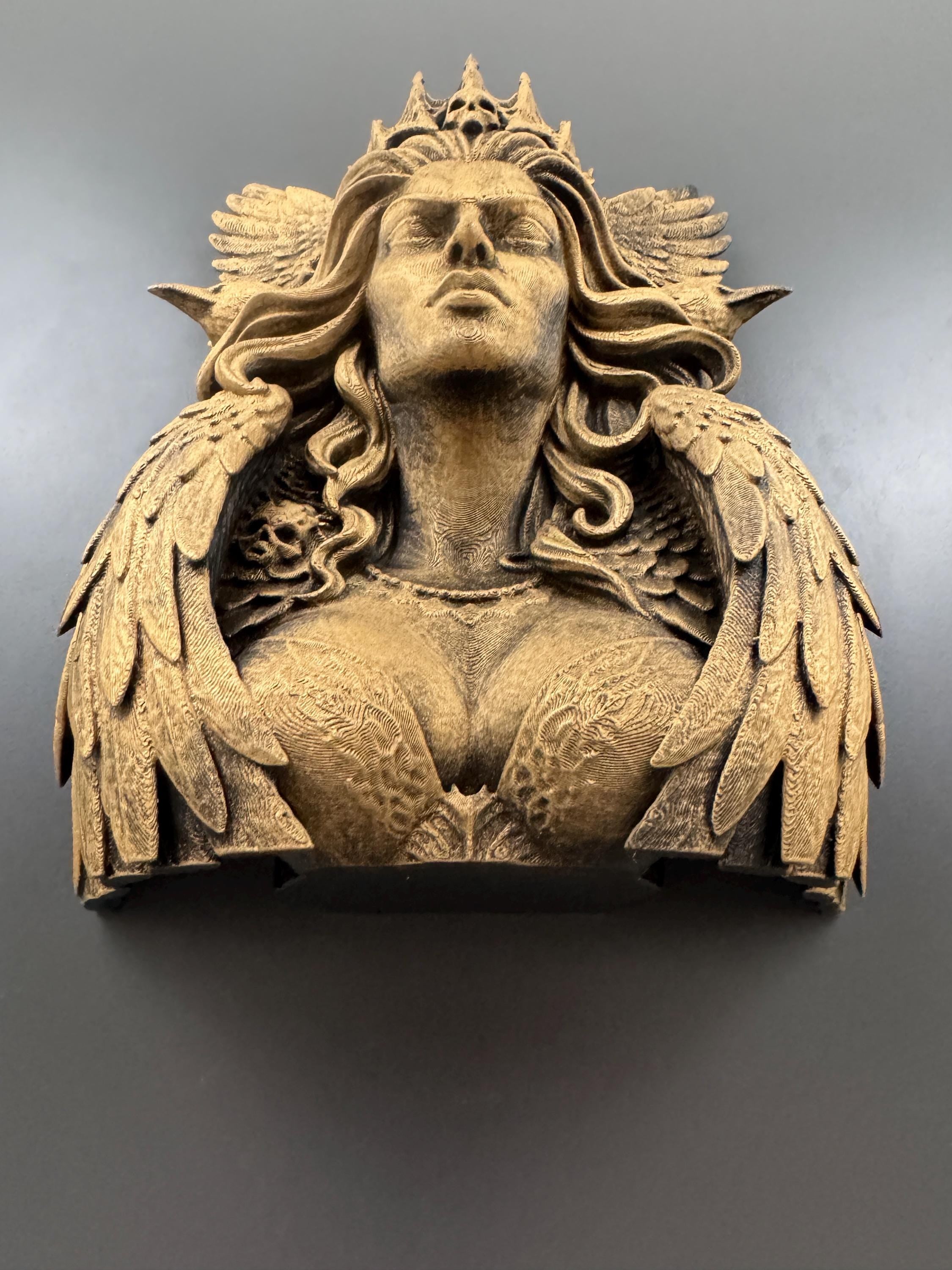 Morrigan Wall Sculpture | Celtic Goddess Bust | Gothic Wall Decor | Dark Mythology Art | Witch Gift for Her