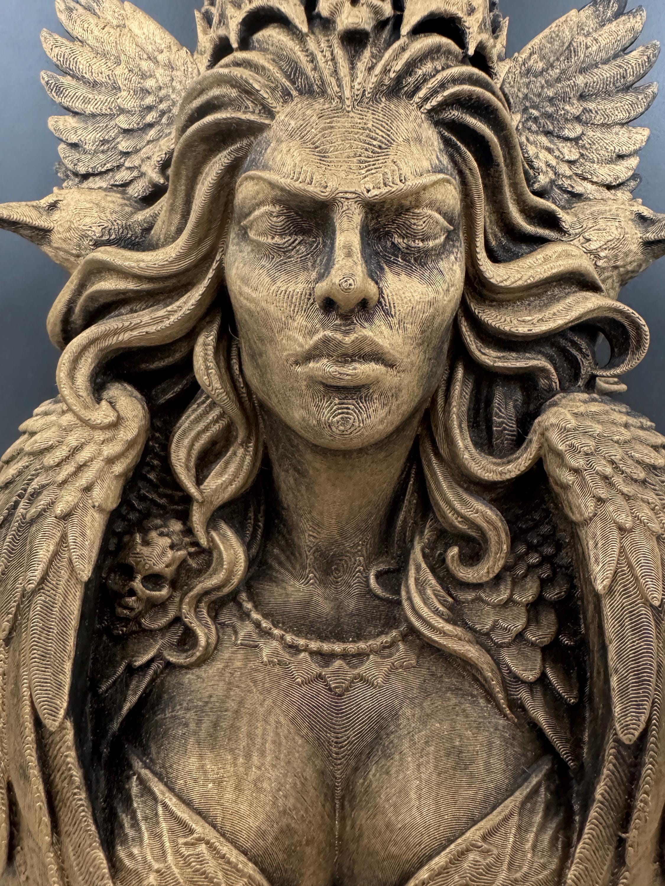 Morrigan Wall Sculpture | Celtic Goddess Bust | Gothic Wall Decor | Dark Mythology Art | Witch Gift for Her