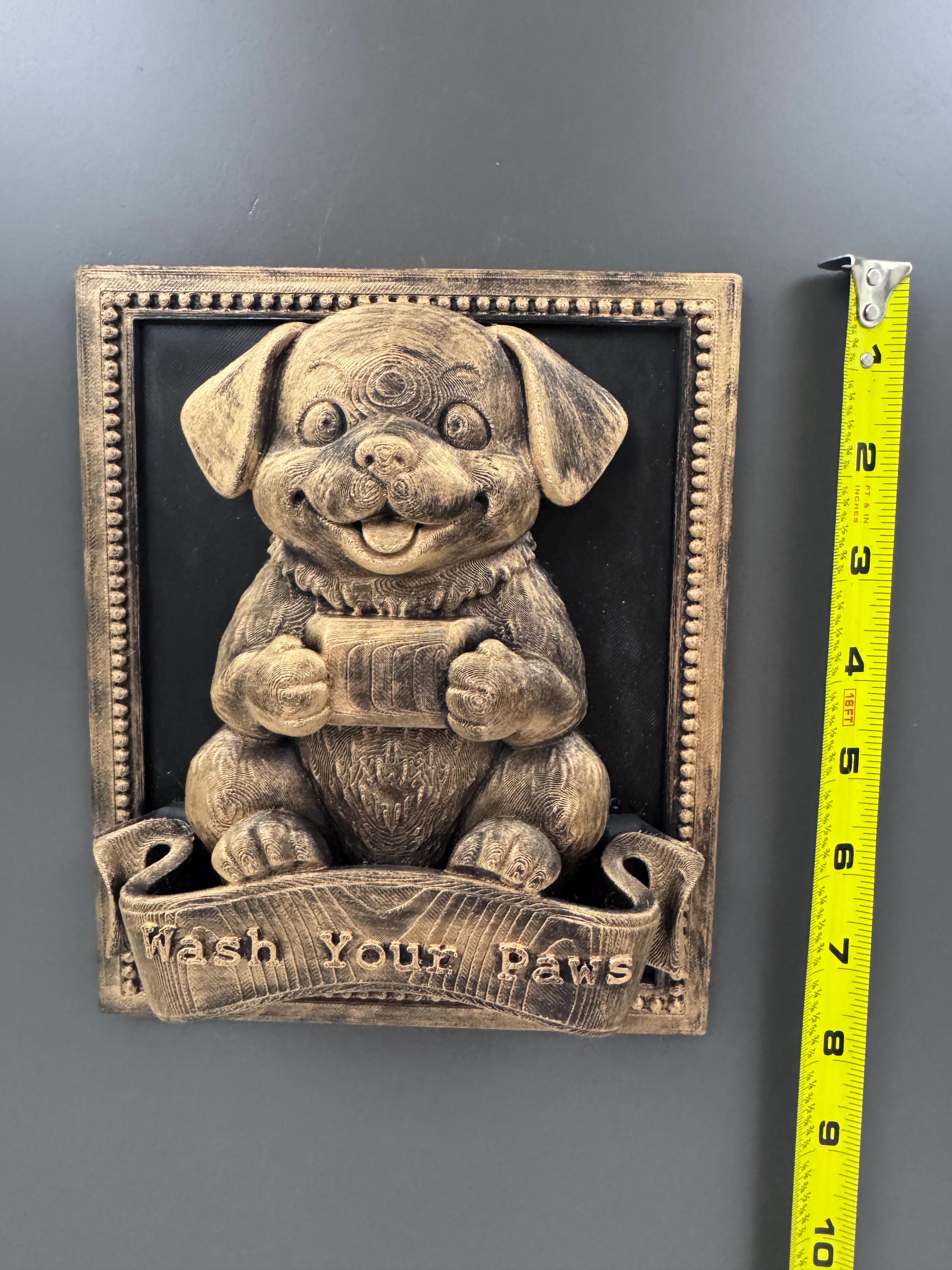Wash Your Paws Sign | Dog Bathroom Decor | Funny Puppy Wall Plaque | Rustic Stone Pet Art | Dog Lover Housewarming Gift