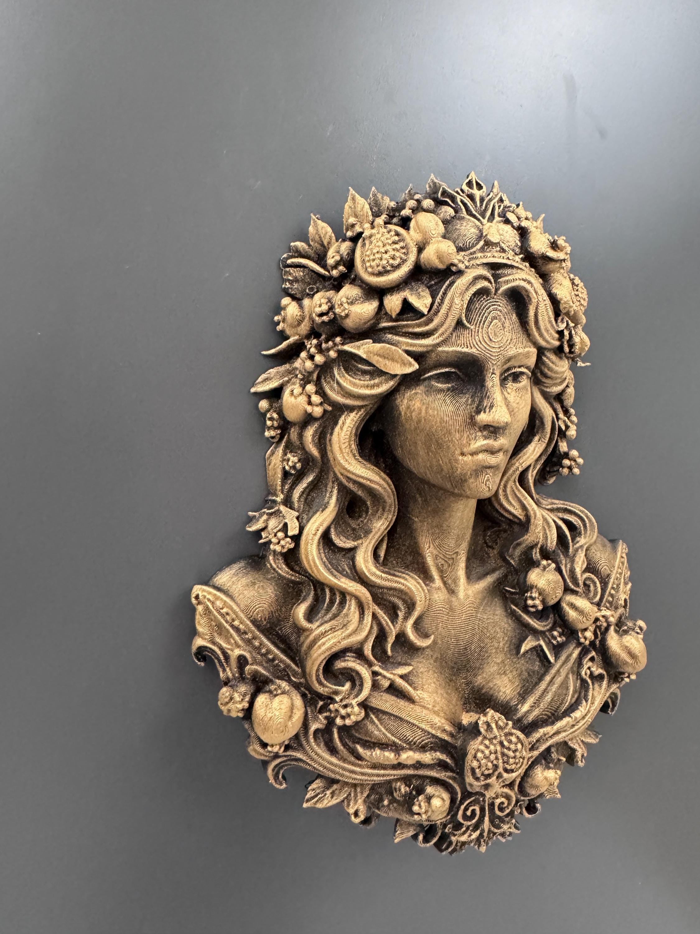 Persephone Wall Sculpture | Pomegranate Goddess Bust | Queen of Underworld Decor | Greek Mythology Wall Art | Dark Academia Gift