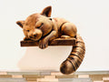 Red Panda Wall Shelf | Sleeping Animal Sculpture | Faux Bronze Floating Display | Exotic Wildlife Decor | Cute Nursery Accent