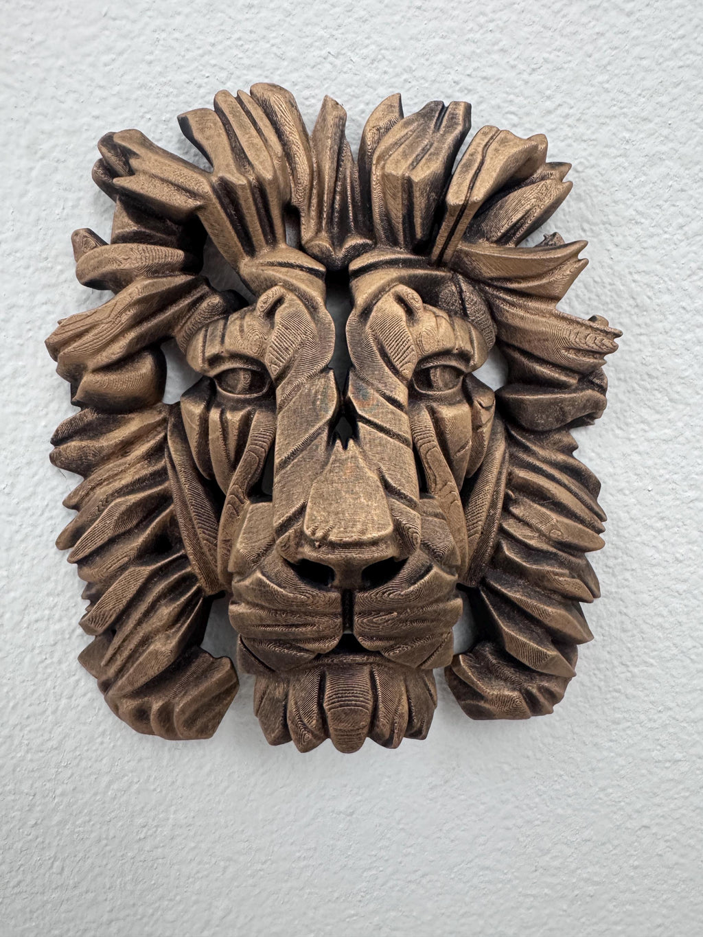 Lion Head Wall Sculpture | Geometric Mane Bust | Antique Gold Animal Art | Gothic Office Decor | Regal Gift for Him