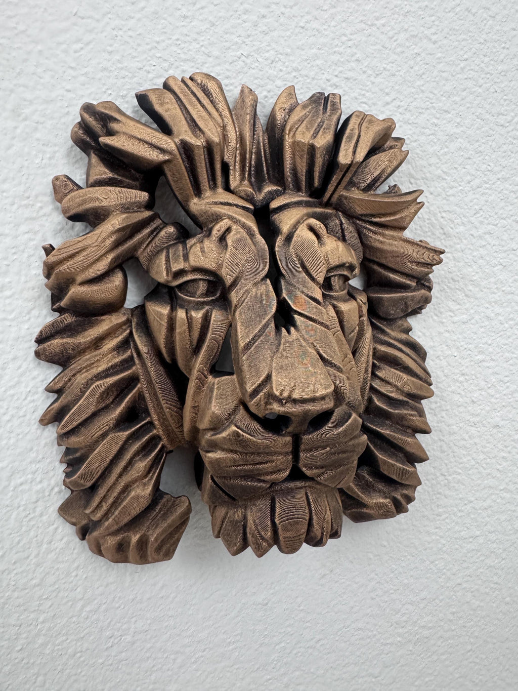 Lion Head Wall Sculpture | Geometric Mane Bust | Antique Gold Animal Art | Gothic Office Decor | Regal Gift for Him