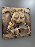 Cat Wall Plaque | Grumpy Cat Coffee First Talk Later Sign | Funny Kitchen Decor | Feline Coffee Bar Art | Cat Lover Gift