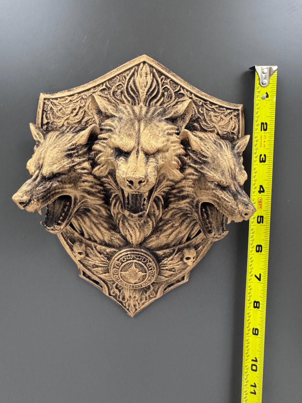 Three Headed Wolf Wall Sculpture | Cerberus Wall Art | Gothic Wall Decor | Fantasy Wolf Plaque | Dark Academia Decor