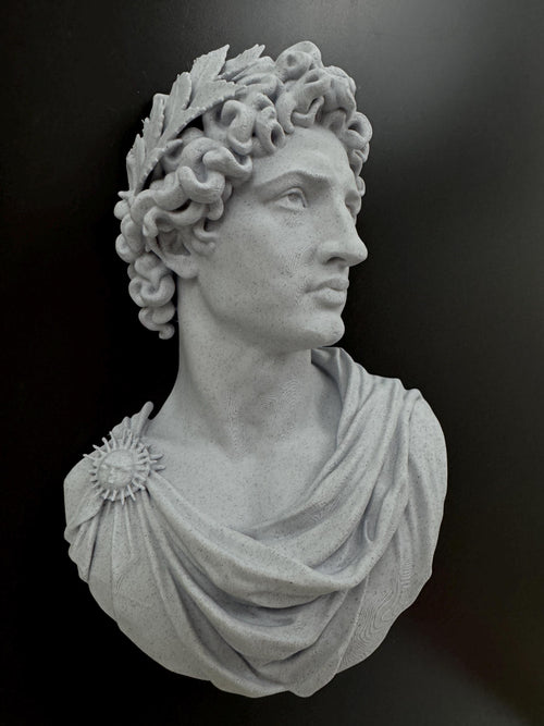 Apollo Statue Wall Sculpture | Greek Mythology Marble Bust | Dark Academia Library Decor | Classical Roman Art Gift | Man Cave Home Gym Him