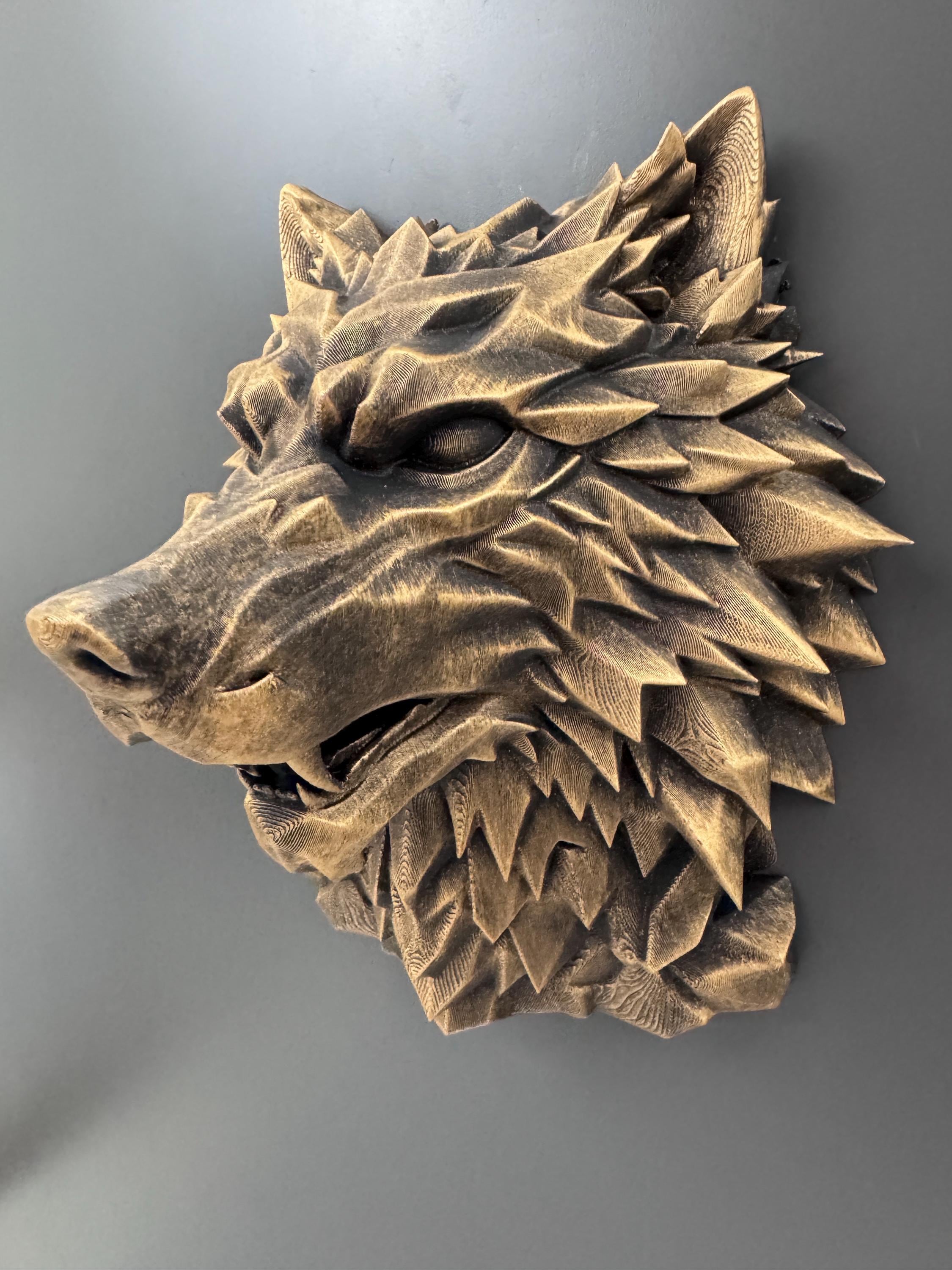 Wolf Head Wall Sculpture | Geometric Snarling Wolf Art | Gothic Animal Bust | Dark Fantasy Decor | Man Cave Gift for Him