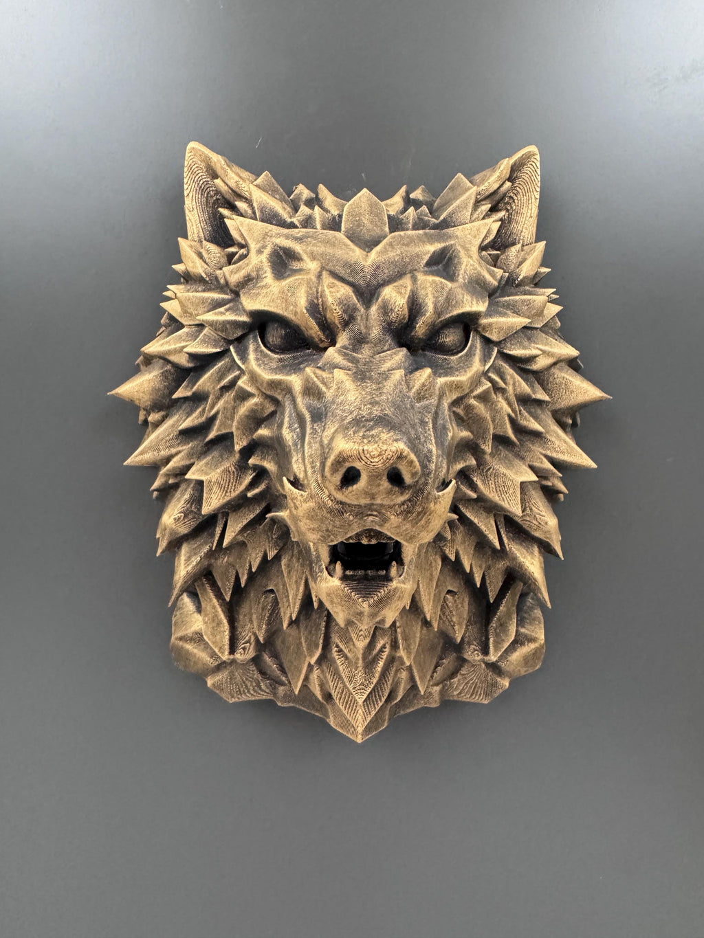 Wolf Head Wall Sculpture | Geometric Snarling Wolf Art | Gothic Animal Bust | Dark Fantasy Decor | Man Cave Gift for Him