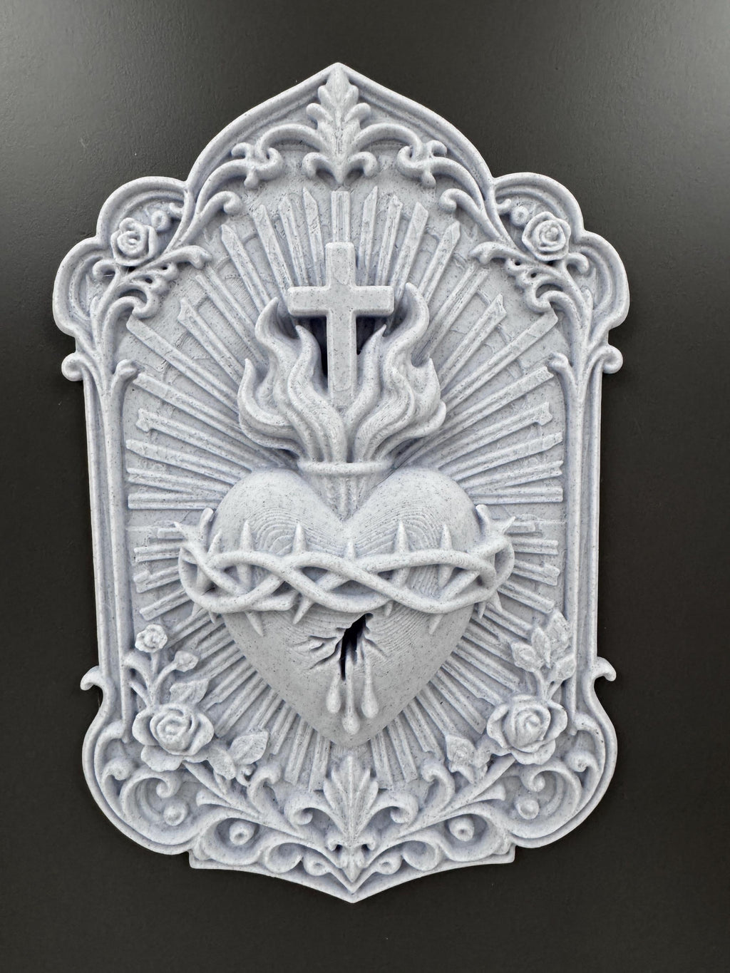 Sacred Heart of Jesus Wall Plaque | Catholic Religious Art | Victorian Gothic Home Decor | Prayer Altar Sculpture | Confirmation Gift