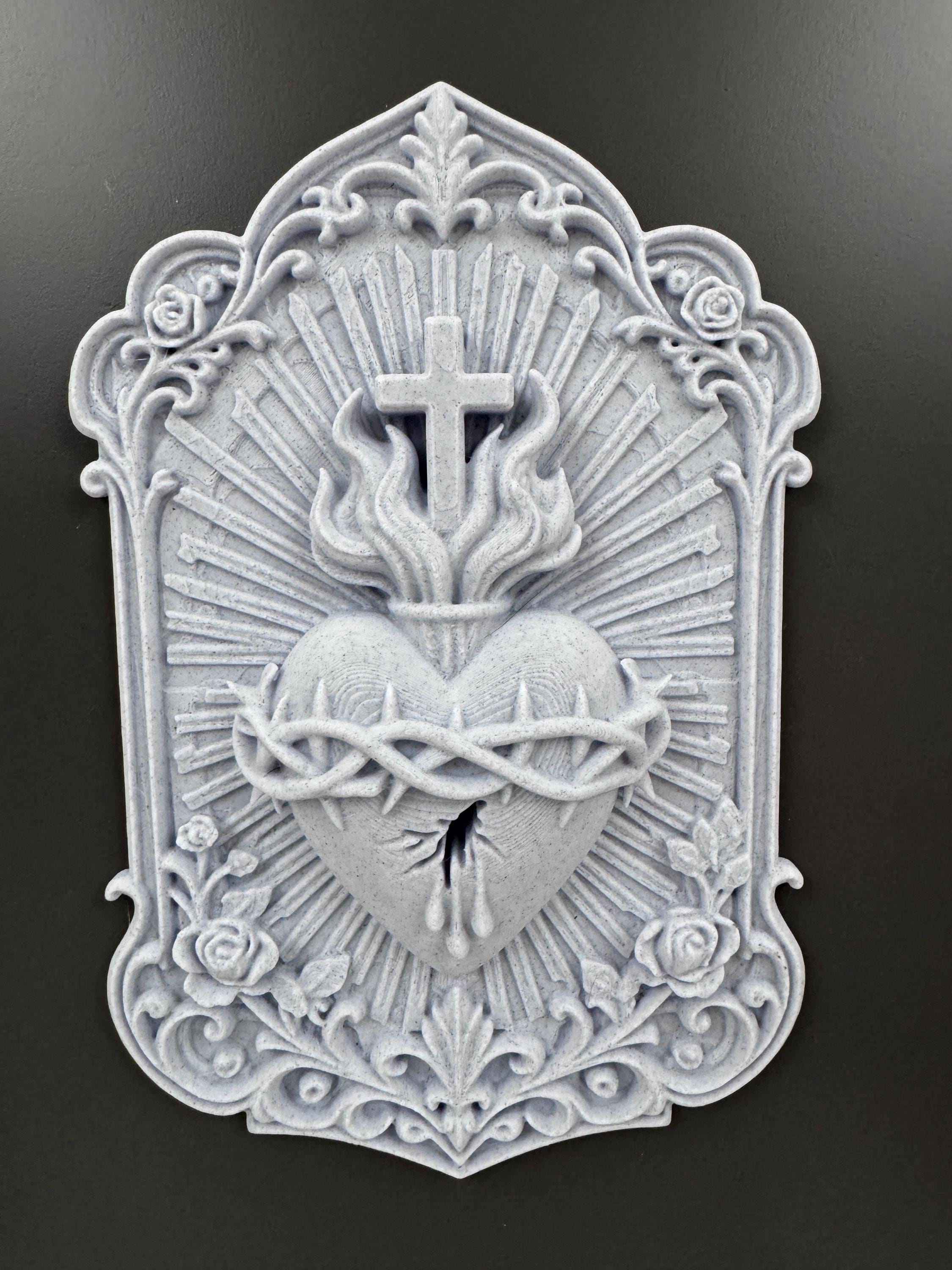 Sacred Heart of Jesus Wall Plaque | Catholic Religious Art | Victorian Gothic Home Decor | Prayer Altar Sculpture | Confirmation Gift