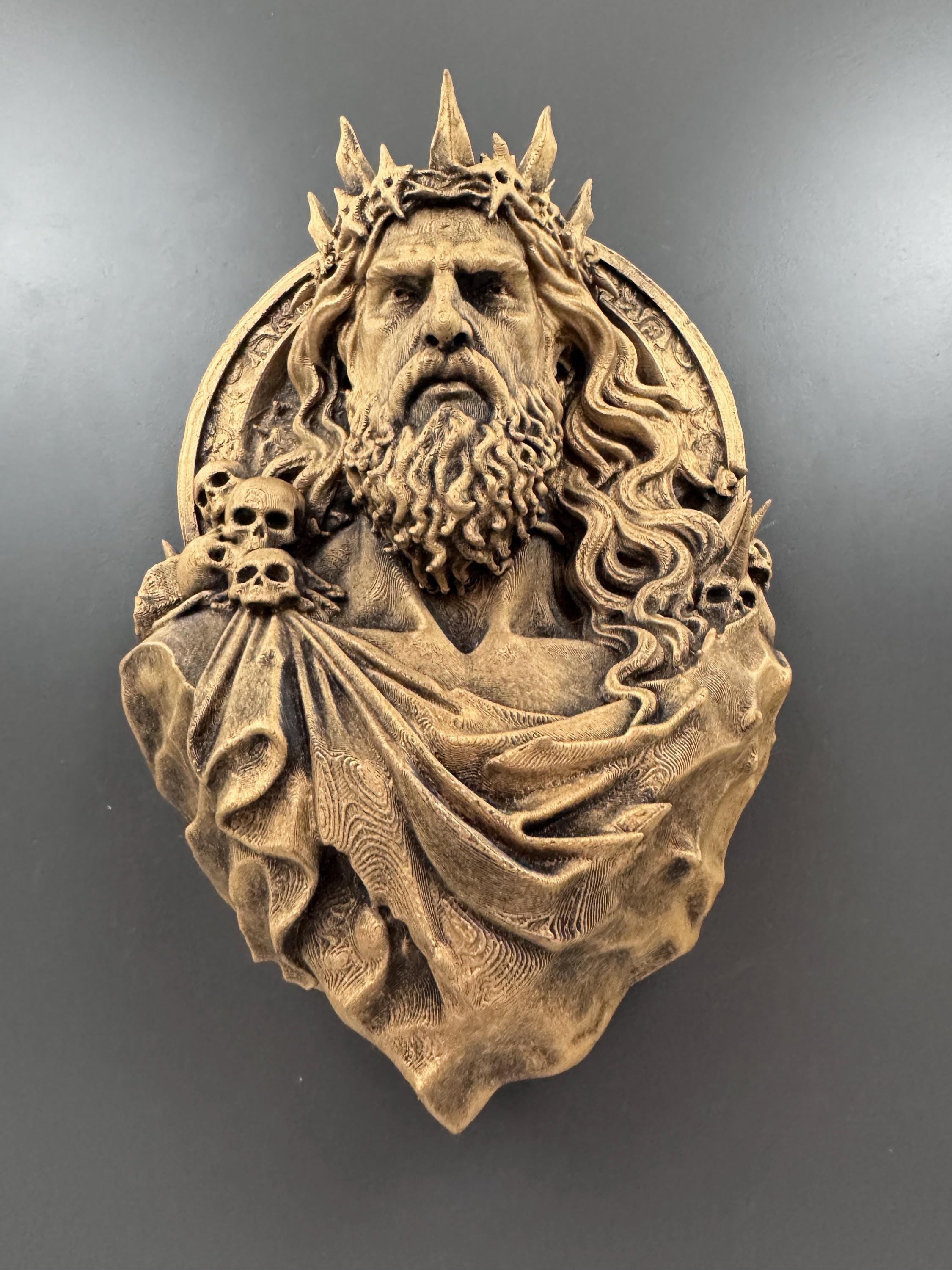 Hades Wall Sculpture | Greek God Underworld Bust | Dark Mythology Relief | Gothic Skull Plaque | Fantasy Home Accent | Unique Gift for Him