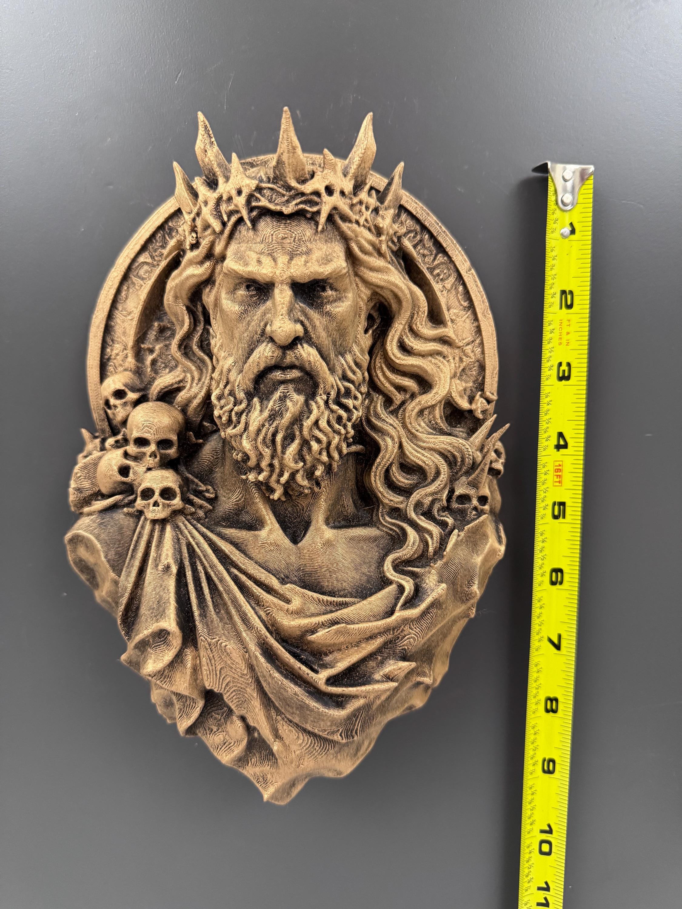 Hades Wall Sculpture | Greek God Underworld Bust | Dark Mythology Relief | Gothic Skull Plaque | Fantasy Home Accent | Unique Gift for Him