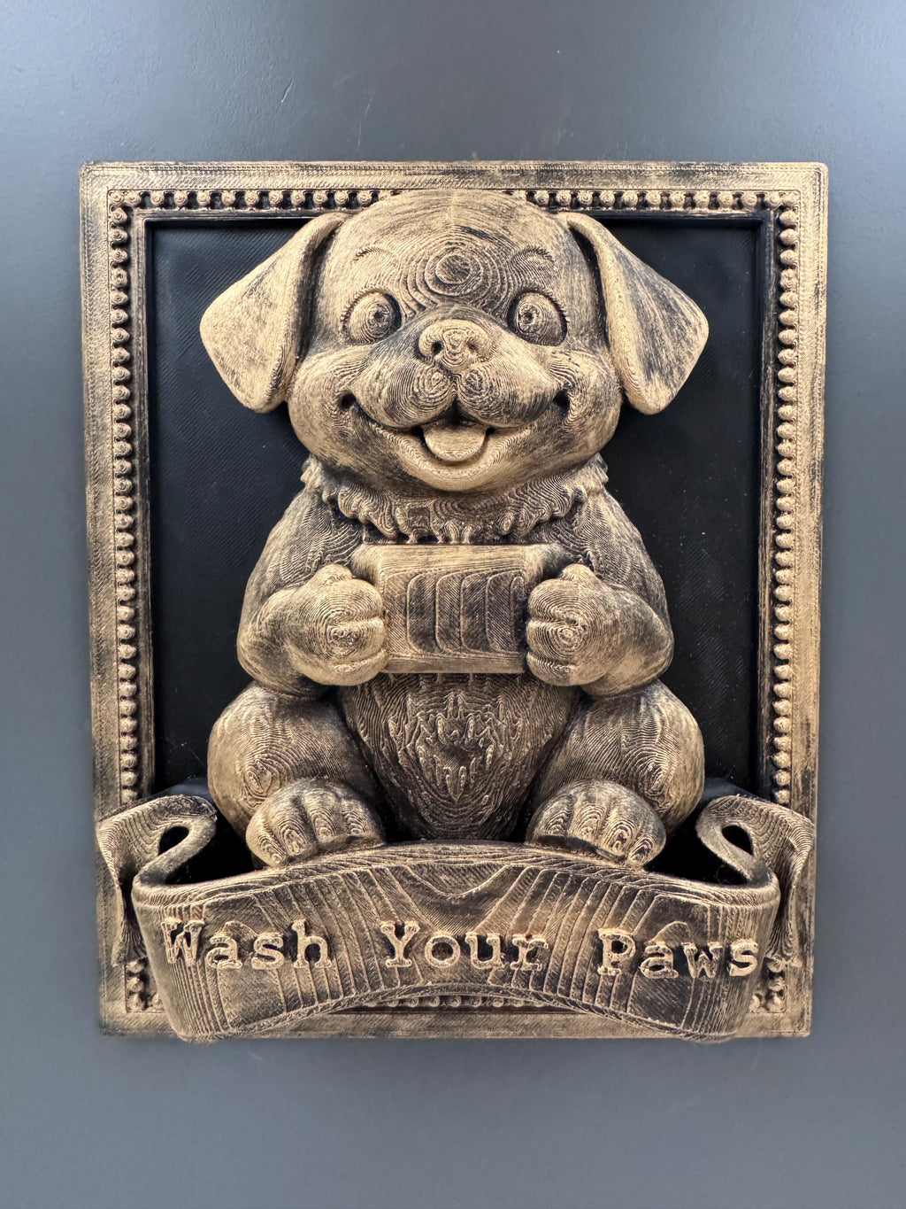 Wash Your Paws Sign | Dog Bathroom Decor | Funny Puppy Wall Plaque | Rustic Stone Pet Art | Dog Lover Housewarming Gift