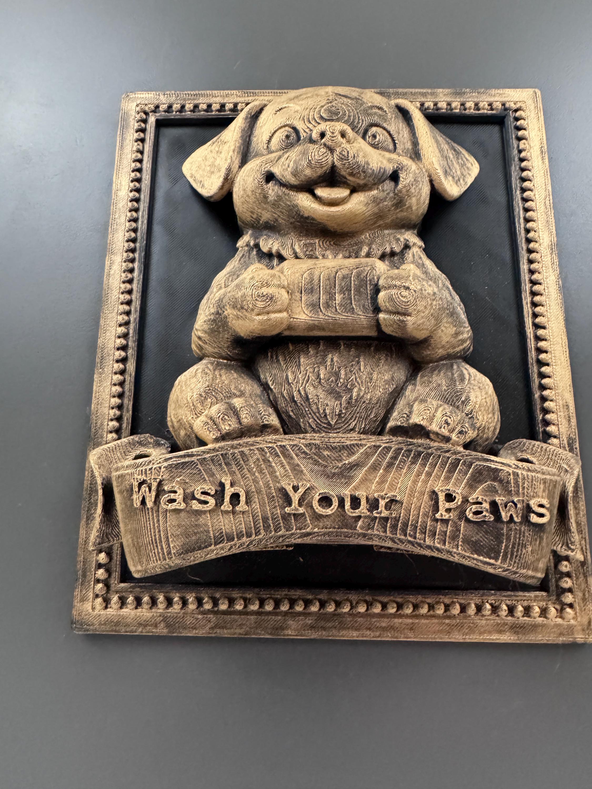 Wash Your Paws Sign | Dog Bathroom Decor | Funny Puppy Wall Plaque | Rustic Stone Pet Art | Dog Lover Housewarming Gift