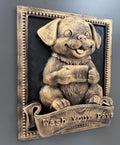 Wash Your Paws Sign | Dog Bathroom Decor | Funny Puppy Wall Plaque | Rustic Stone Pet Art | Dog Lover Housewarming Gift