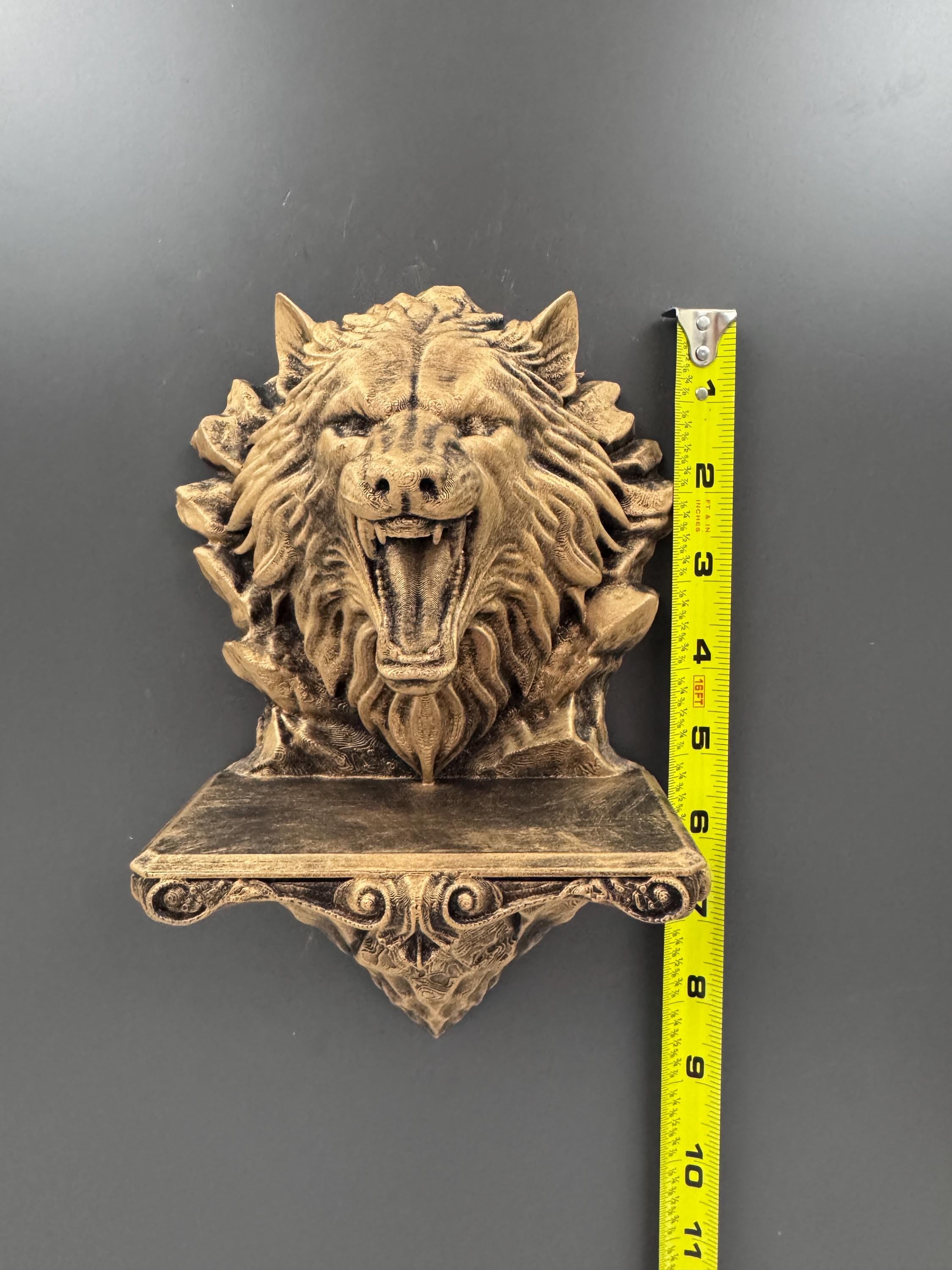 Wolf Head Candle Sconce | Snarling Wolf Wall Shelf | Gothic Tealight Holder | Ornate Scrollwork Wall Mount | Dark Fantasy Gift