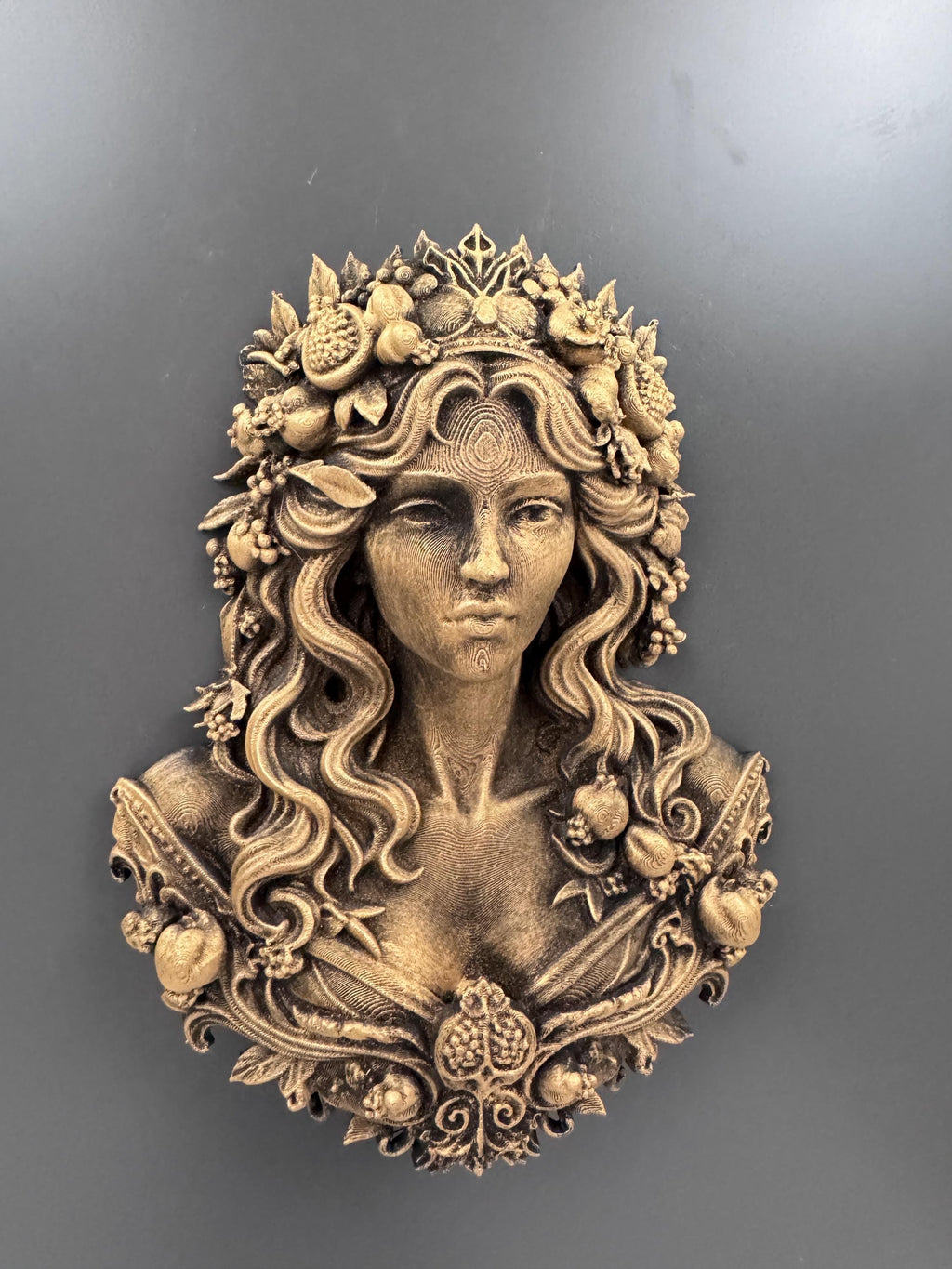 Persephone Wall Sculpture | Pomegranate Goddess Bust | Queen of Underworld Decor | Greek Mythology Wall Art | Dark Academia Gift