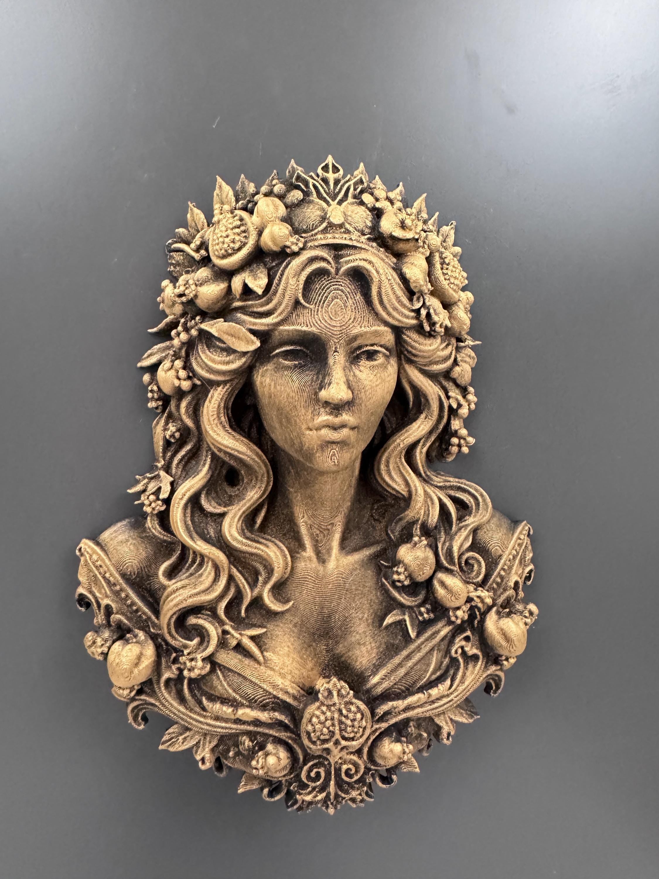 Persephone Wall Sculpture | Pomegranate Goddess Bust | Queen of Underworld Decor | Greek Mythology Wall Art | Dark Academia Gift