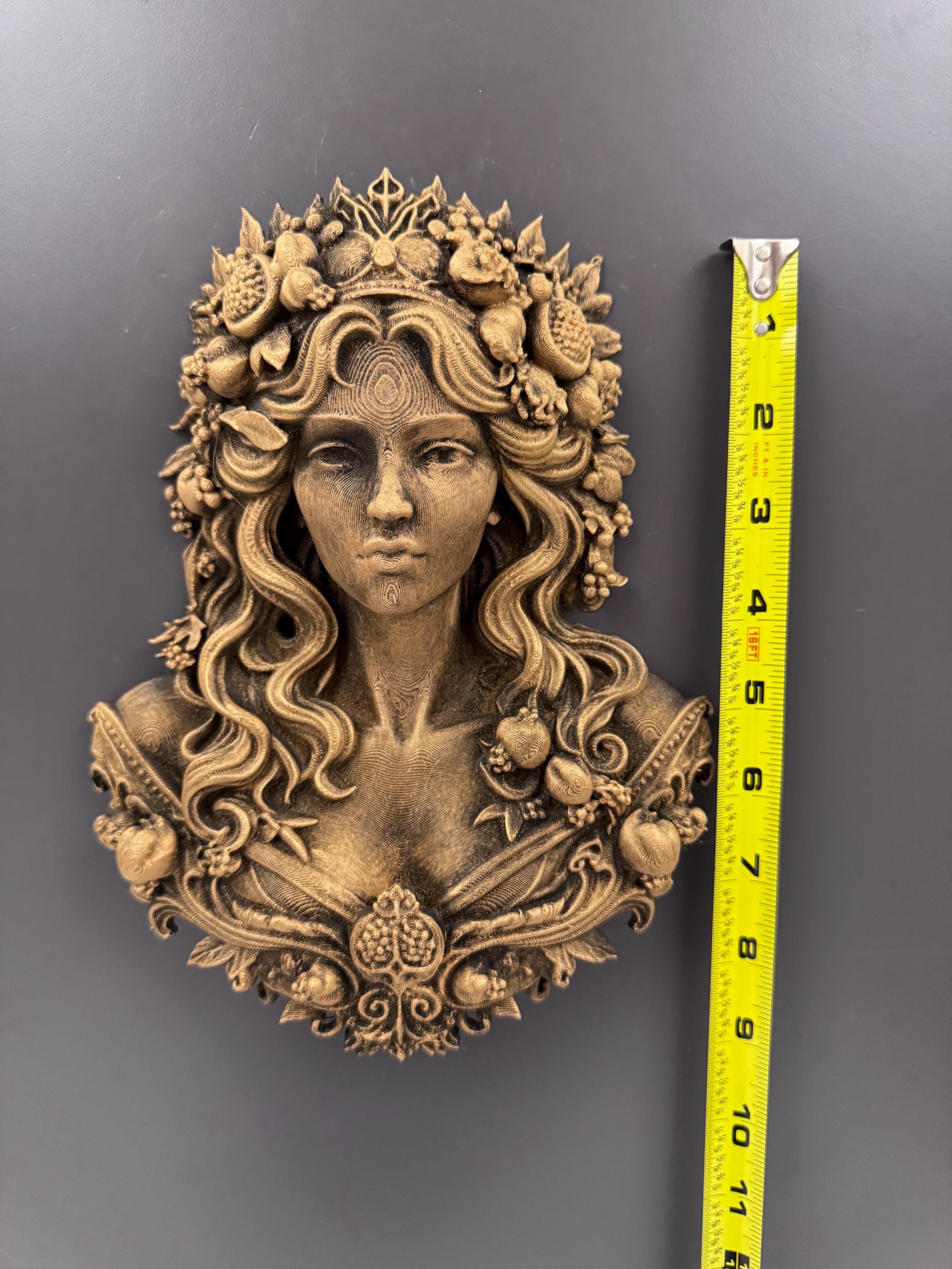Persephone Wall Sculpture | Pomegranate Goddess Bust | Queen of Underworld Decor | Greek Mythology Wall Art | Dark Academia Gift
