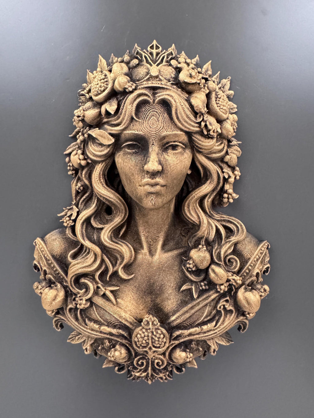 Persephone Wall Sculpture | Pomegranate Goddess Bust | Queen of Underworld Decor | Greek Mythology Wall Art | Dark Academia Gift