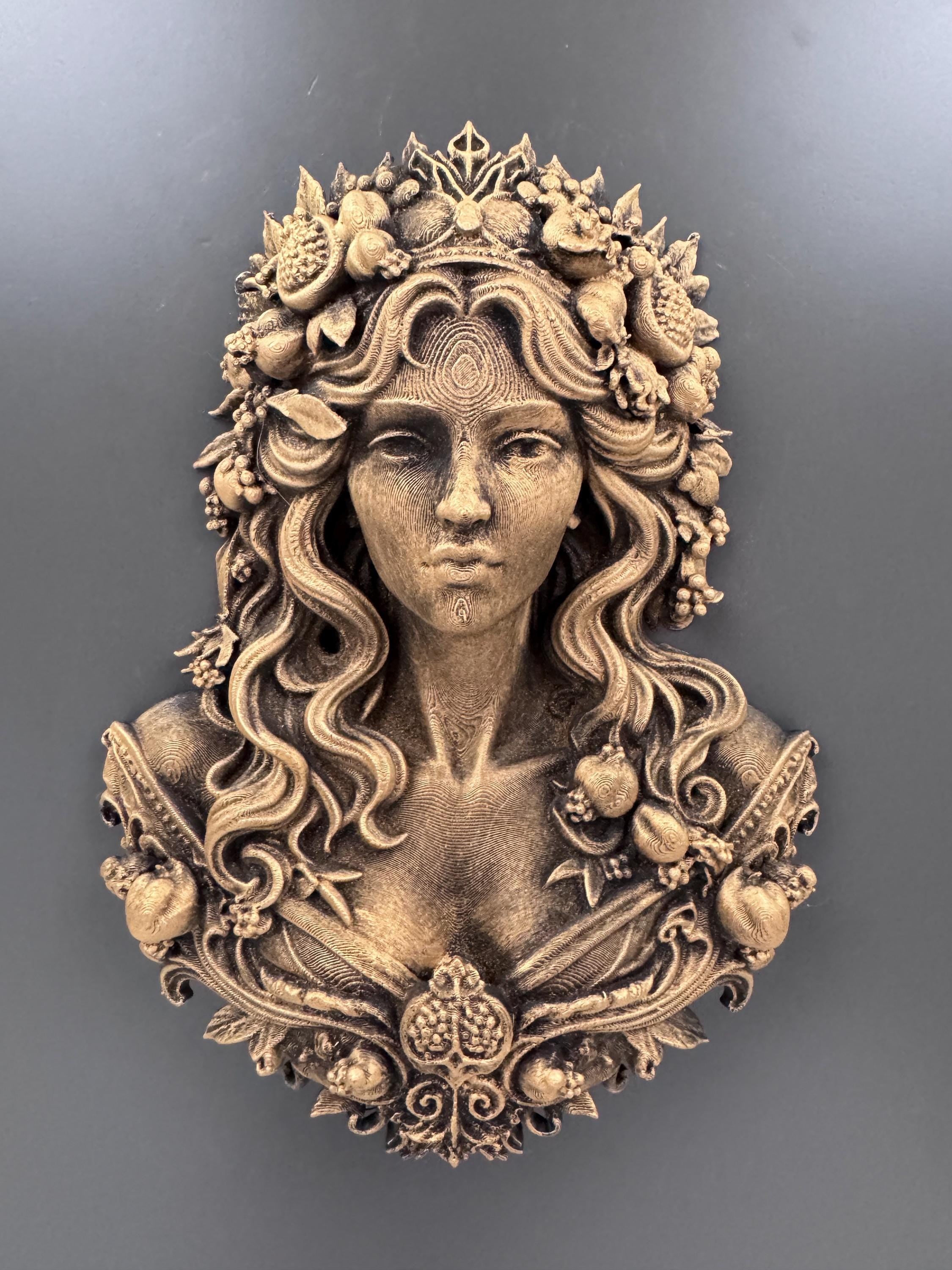 Persephone Wall Sculpture | Pomegranate Goddess Bust | Queen of Underworld Decor | Greek Mythology Wall Art | Dark Academia Gift