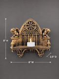 Gargoyle Wall Shelf | Gothic Cathedral Display Ledge | Medieval Rose Window Art | Dark Academia Bookshelf Decor | Witchy Gift for Her