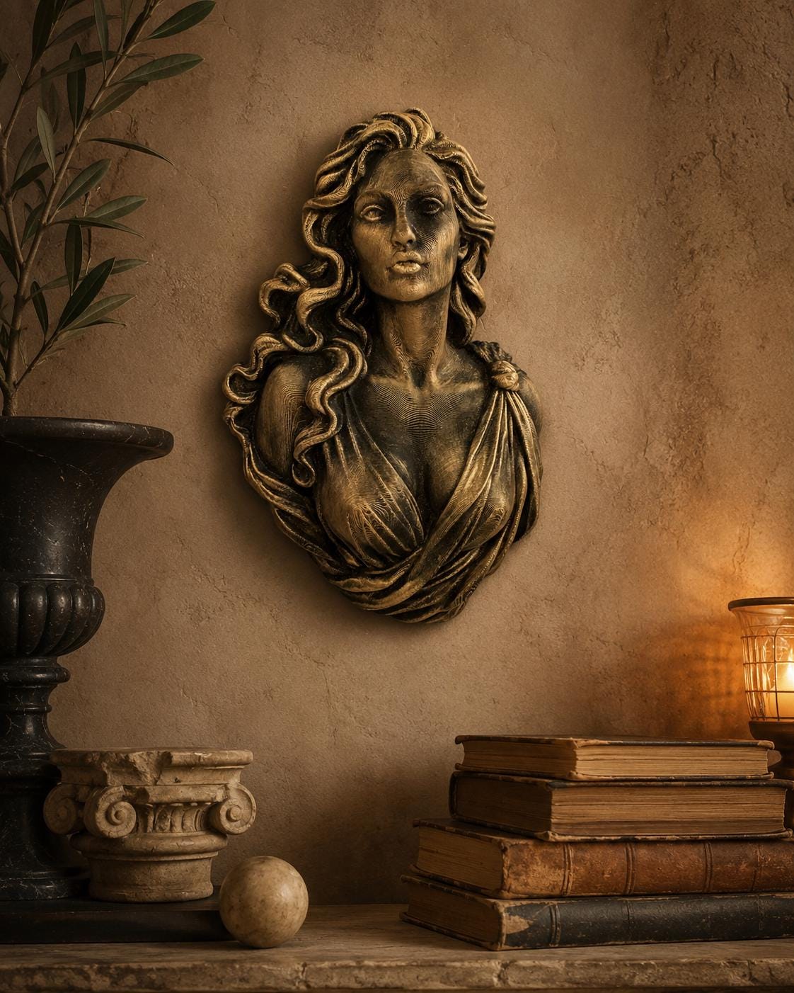 Greek Goddess Bust Wall Sculpture | Aphrodite Art | Female Statue Home Decor | Dark Academia Bedroom | Mythology Gift for Her