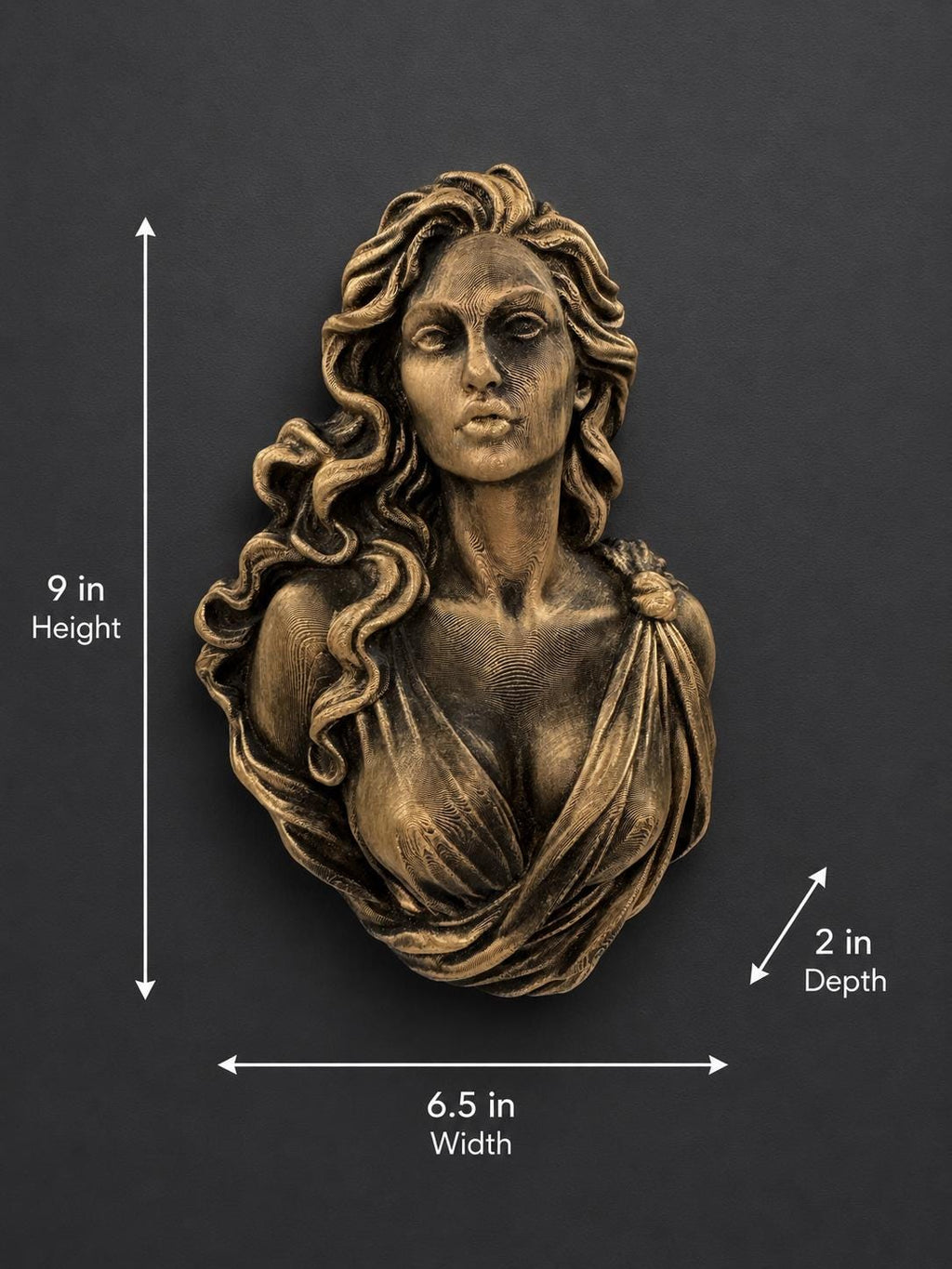 Greek Goddess Bust Wall Sculpture | Aphrodite Art | Female Statue Home Decor | Dark Academia Bedroom | Mythology Gift for Her