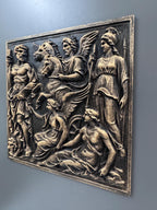Right angle of the mythology relief showing Athena and relief depth