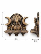 Dimension graphic of the Hecate shelf: 9 in. high, 9 in. wide, 3 in. deep
