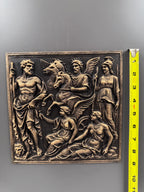 Greek gods panel beside a tape measure showing its height