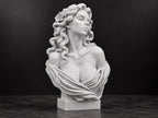 Left angle of the speckled white goddess bust