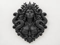 Front view of the black finish Siren Queen sculpture