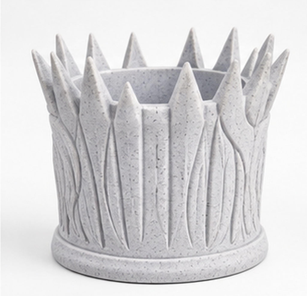Back view of the lion holder showing carved mane strands and crown