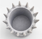 Top-down view into the open cup of the lion toothbrush holder