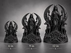 Size comparison of the 6, 9 and 12 in. Hecate moon portal statues