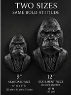 Size comparison of the 9 in. and 12 in. black gorilla cigar busts