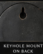Close-up of the keyhole mount on the back of the plaque