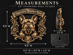 Measurement graphic of the 9.5 in. Frenchie plaque with keyhole back view