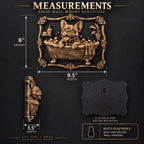 Measurement graphic: 8 in. high, 9.5 in. wide, 1.5 in. deep with keyhole back