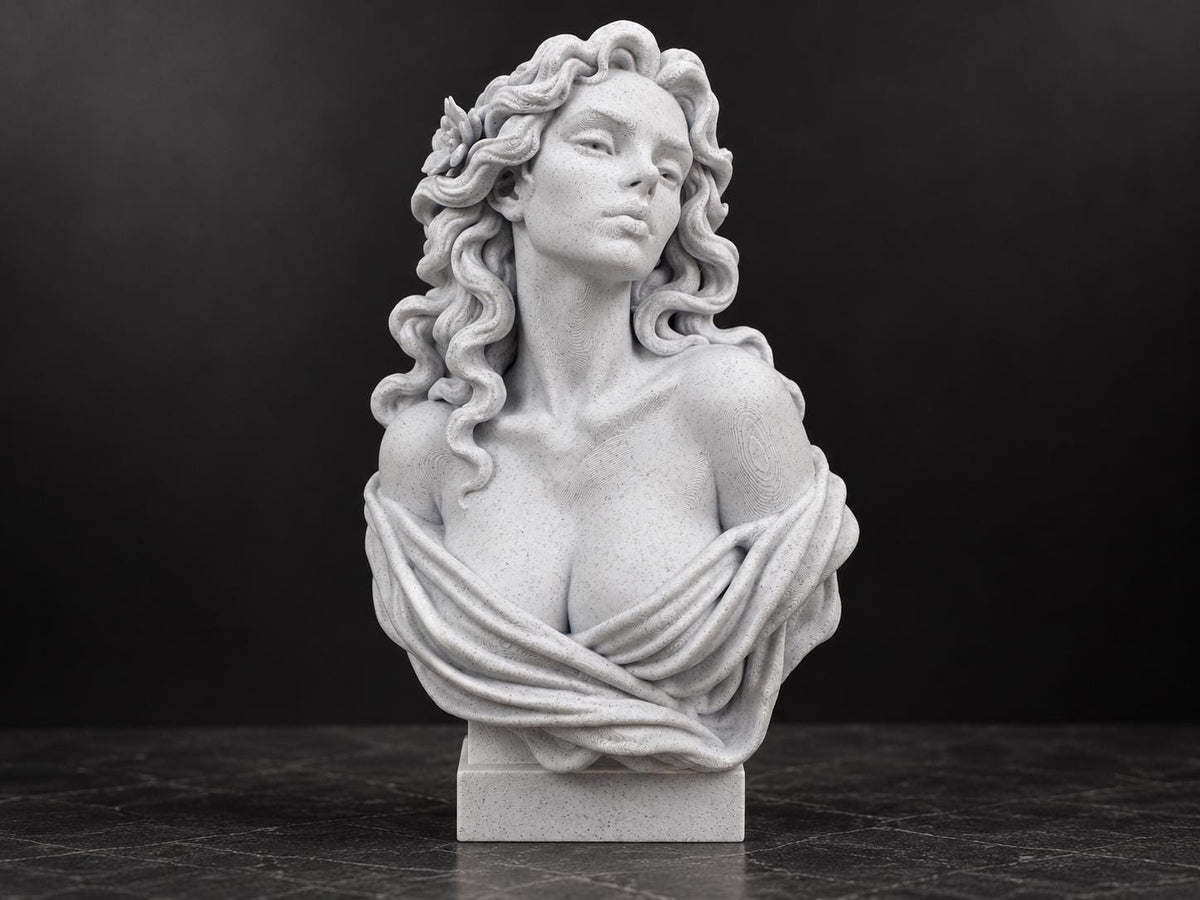 Right angle of the Aphrodite statue showing drapery
