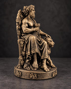 Side view of the Dionysus statue holding his goblet