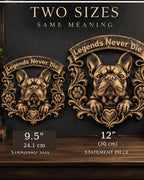 Size comparison of the 9.5 in. and 12 in. French Bulldog memorial plaques