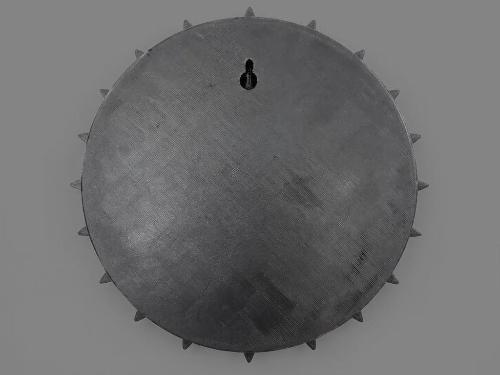 Back of the Medusa medallion showing the keyhole mount