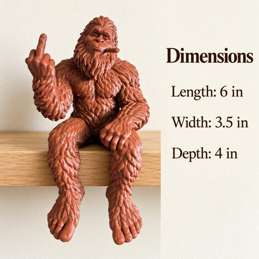 Reddish-brown Sasquatch shelf sitter, alternate angle
