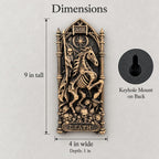 Dimension diagram of the Death XIII relief: 9 in. tall, 4 in. wide, 1 in. deep