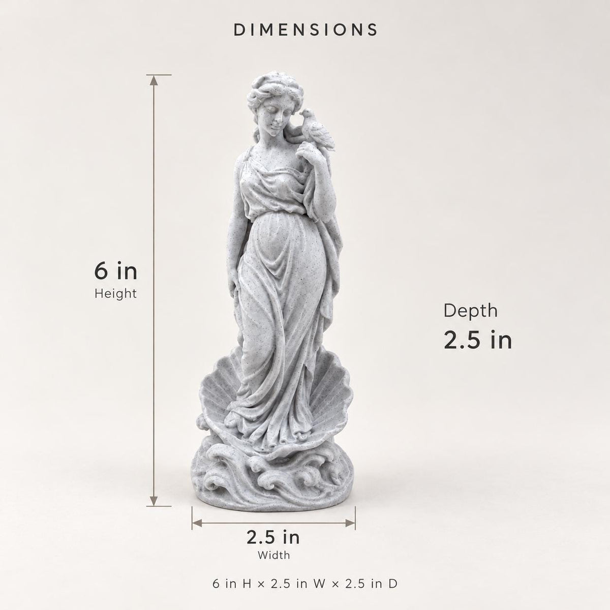 Aphrodite statue, alternate angle showing flowing drapery