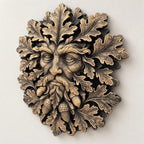 Green Man wall sculpture displayed as woodland decor